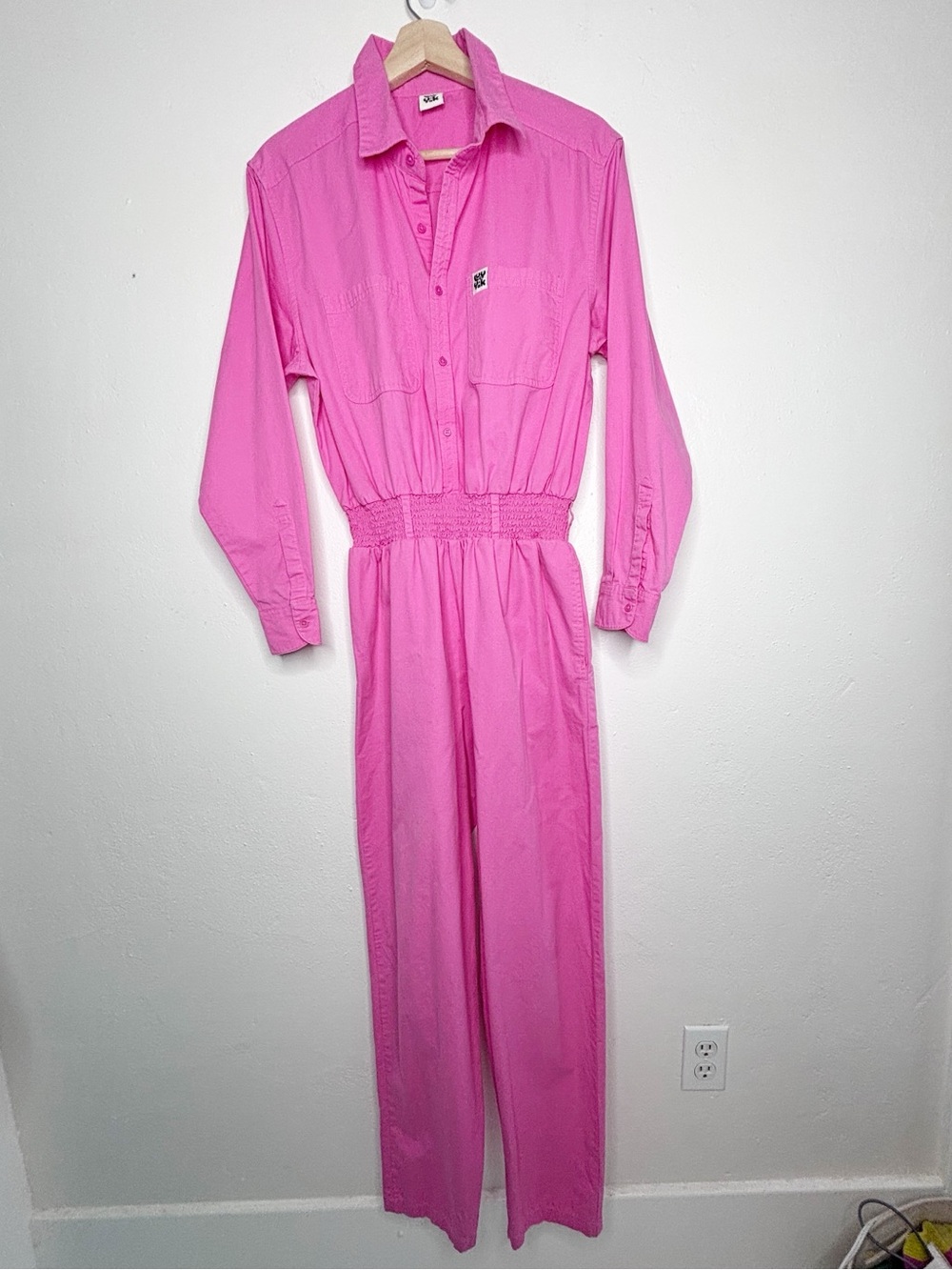 Lucy & Yak Bright Pink Frankie Boiler-suit Jumpsuit Long Sleeve Size Small